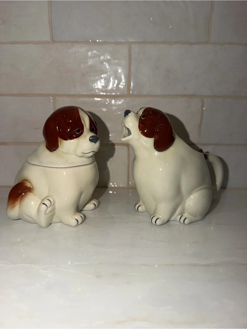 Vintage Quon-Quon ceramic dog set creamer/sugar bowl